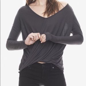 Express Surplice Top XS Two Way Top Grey